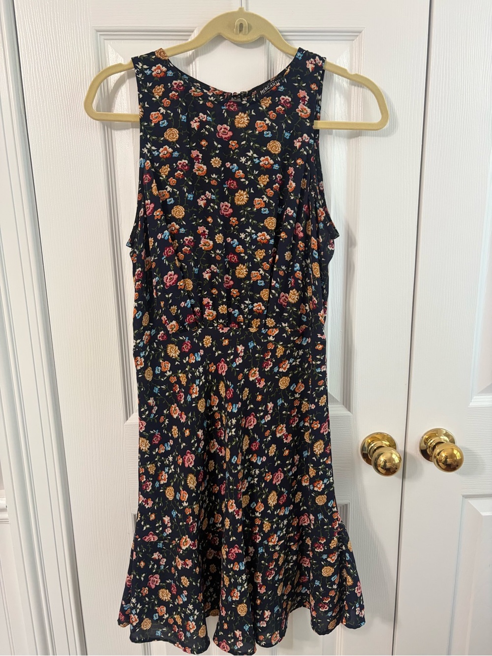 J. Crew Mercantile Navy Floral Dress with Multicolor Blooms